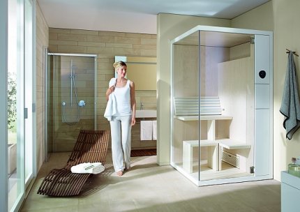 Łazienka, sauna Inipi B Super Compact, o wymiarach 120 x 120