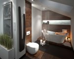 Projekt łazienki, z wykorzystaniem podłogi drewnianej